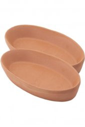 Elizi 2 Adet Toprak Kayık Kase, Kayık Güveç Fırın Kabı 2’li Set Orta Boy (26x14cm) - 3