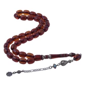 Kapsül Kesim Gümüş İşlemeli Osmanlı Model Sıkma Kehribar Tesbih thumbnail 1