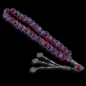 Lale Motifli Kırmızı-Mavi Çini Tesbih thumbnail 3