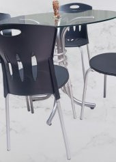 Masa 90278 Sandalye Takım Mutfak Balkon Bahçe Temperli Cam Gri Ayaklar El Yapım - 1