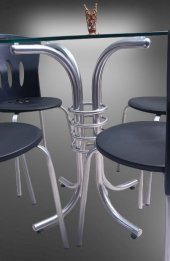 Masa 90278 Sandalye Takım Mutfak Balkon Bahçe Temperli Cam Gri Ayaklar El Yapım - 2