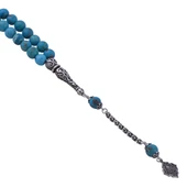 Küre Kesim Orijinal Firuze Taşı Gümüş Püsküllü Tesbih 31.83 gr D-2686 thumbnail 2