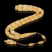 Damla Kehribar Kapsül Kesim 19.4 gr 7x10 mm Sistemli Lemon Tesbih - 2