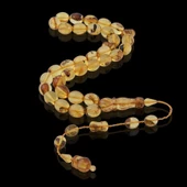 Damla Kehribar Küre Kesim 29.6 gr 12x10 mm Sistemli Fosil Tesbih thumbnail 2