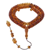 Damla Kehribar Tablet Kesim 40.2 gr 10x5 mm Sistemli Cognac Tesbih thumbnail 1