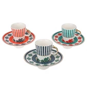 Lucky Art Noble Bone Çizgi Desenlı Kahve Fincanı 6Lı - 1