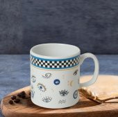 Keramika Nazar Boncuk 10 cm Kupa Bardak Beyaz 004 - 1