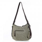 Ççs 31319 İki Bölmeli Kanvas Kadın El ve Omuz Çanta Yeşil thumbnail 3