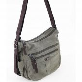 Ççs 31319 İki Bölmeli Kanvas Kadın El ve Omuz Çanta Yeşil thumbnail 5