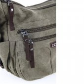 Ççs 31319 İki Bölmeli Kanvas Kadın El ve Omuz Çanta Yeşil thumbnail 7