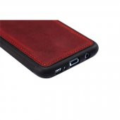 iPhone 13 Pro Hakiki Deri Kapak Back Cover Kartlıklı Telefon Kılıfı Kırmızı - 4