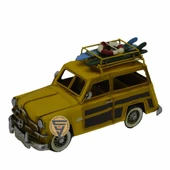 Dekoratif Nostaljik Metal Land Rover Rustik Otomobil Sarı - 3