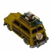 Dekoratif Nostaljik Metal Land Rover Rustik Otomobil Sarı - 4