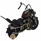 Dekoratif Nostaljik Metal Vintage Chopper  Rustik Mootosiklet Kahve - 4