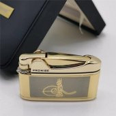 Osmanlı Tuğralı İbelo Tarz Gazlı Çakmak Altın Renk thumbnail 2