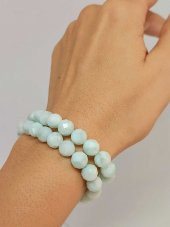Larimar Taşı Faset Kesim 8mm Unisex İkili Bileklik thumbnail 1