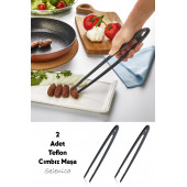 2 Adet Teflon Et Kızartma Cımbızı Şef Cımbızı Yanmaz Yapışmaz Teflon Cımbız MasterChef Cımbızı - 1