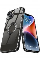 Premium Apple iPhone 15 Kılıf Kamera Lens Korumalı Logo Gösteren Arkası Şeffaf Parlak Kenarlı - 1