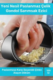 Yeni Nesil Paslanmaz Çelik Pratik Mutfak Sarımsak Rendesi Kolay Kullanımlı Gondol Sarımsak Ezici - 1