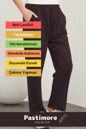 Yeni Sezon Terletmez Rahat Kalıp Beli Lastikli Bol Paça Salaş Yandan Cepli Ecrin Yünlü Pantolon - 3