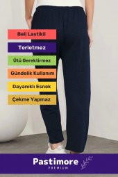 Yeni Sezon Terletmez Rahat Kalıp Beli Lastikli Bol Paça Salaş Yandan Cepli Ecrin Yünlü Pantolon - 3