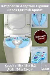 Çocuk Klozet Kapağı Tuvalet Eğitici Alıştırıcı Katlanabilir Adaptörü Hijyenik Bebek Lazımlık Aparat - 1