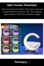 Kablosuz Şarj Led Işıklı Bluetooth Hoparlör Radyolu Müzik Çalar Saatli Telefon Standı 3in1 Speaker - 5