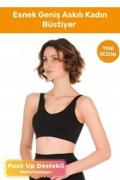 Özel Üretim Push Up Destekli Esnek Kumaş Pedli Kalın Geniş Askılı Kadın Büstiyer - 1