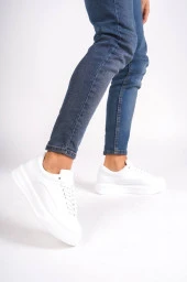 KB-005 Beyaz Cilt   Bağcıklı  Günlük Erkek  Ayakkabı thumbnail 1