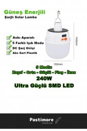 Solar Güneş Enerji ve Usb Sarjlı 5 Kanatlı Bahçe Aydınlatma LED Askılı Pratik Kamp Lamba - 3