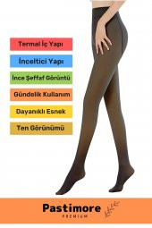 Kuasar Series Sıcak Tutan Ince Siyah Çorap Ten Görünümlü Termal Içli Peluş Polarlı Külotlu Çorap - 3
