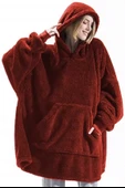 Wellsoft Kapşonlu Giyilebilir Tv Battaniyesi Unisex Over Size - 11
