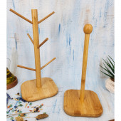 2 ' li Ahşap Bambu Bardak Kupa Fincan Askılığı Askısı Kağıt Havluluk Peçetelik Organizer - 4