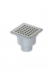 Komple Krom Yer Süzgeci 10x10x50 Alttan Çıkışlı Yer Süzgeci - 1