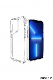 iPhone 15 Kılıf Kamera Çıkıntılı Şeffaf Darbe Emici Sert Silikon Kapak T-Max - 1