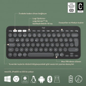 Logitech Pebble 2 Combo Çoklu Sessiz Kablosuz Türkçe Q Klavye Mouse Seti - Grafit 920-012245 - 5
