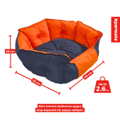 XPERMATE Biscuit Kedi Yatağı ve Köpek Yatağı,Tüy Tutmaz Kumaş,Su İtici Kumaş 60x55x28 60x55x28 Lacivert Turuncu - 4