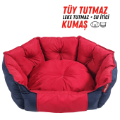 XPERMATE Biscuit Kedi Yatağı ve Köpek Yatağı  Köpek Yatağı Su İtici Kumaş 60x55x28 Kırmızı Lacivert - 1