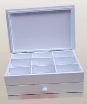 Hobi ADN 90283 Dekoratif Makyaj Kutu Çekmece Bölme Ahşap MDF Beyaz Lake El Yapım - 6