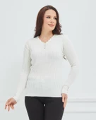 Kadın V Yaka Likralı Esnek Triko Body Kazak thumbnail 8