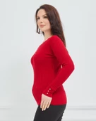 Kadın V Yaka Likralı Esnek Triko Body Kazak thumbnail 6