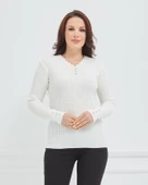 Kadın V Yaka Likralı Esnek Triko Body Kazak thumbnail 11