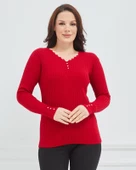 Kadın V Yaka Likralı Esnek Triko Body Kazak thumbnail 1