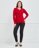 Kadın V Yaka Likralı Esnek Triko Body Kazak thumbnail 4