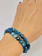 Apatit Taşı Faset Kesim 8mm Unisex İkili Bileklik thumbnail 1