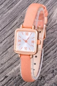Minimal Kare Rose Kasa Retro Pudra Deri Kordonlu Kadın Genç Kız Kol Saati ST-304360 - 3