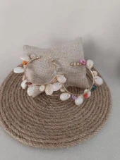 Küpe Otantik Doğal Taş Deniz Kabuklu Vintage Halka Sallantılı Küpe Kadın Takı Hediye thumbnail 1