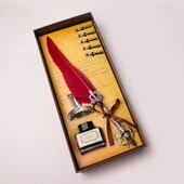 Retro Tüylü Divit Kalem Seti - Özel Kutulu Tüylü Divit Set thumbnail 1