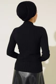 Fitilli Esnek Triko Kazak Siyah thumbnail 3