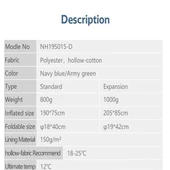 Naturehike H150 ( STD ) Zarf Tarzı Pamuklu Uyku Tulumu 12°C - 5